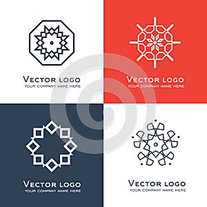 Set of vector abstract geometric logo. Celtic, arabic style. Sacred geometry icon. Identity design