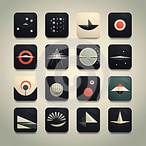 Set of vector abstract icons for web and mobile applications in flat design