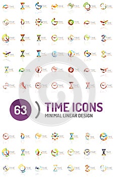 Set of vector abstract logo ideas, time concepts or clock business icon collection