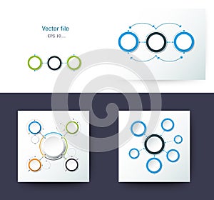 Set of Vector abstract molecules with 3D paper label