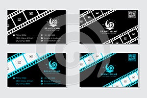 Set of vector abstract movie film, filmmaker concept. Business card,