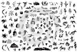 A set of vector abstract and natural elements