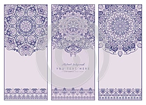 Set of 3 vector abstract ornamental nature cards