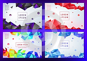 Set of vector abstract triangular banners, geometric posters, covers, web page templates. Modern 3d futuristic design