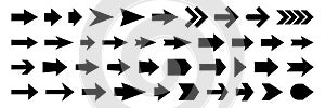Set of vector arrow icons. Collection of pointers.