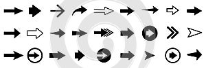 Set of vector arrow icons. Collection of pointers.