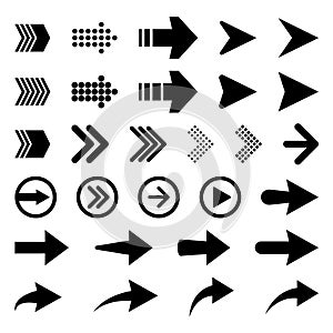 Set of vector arrow icons. Collection of pointers.