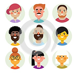 Set of vector avatars icons men and women