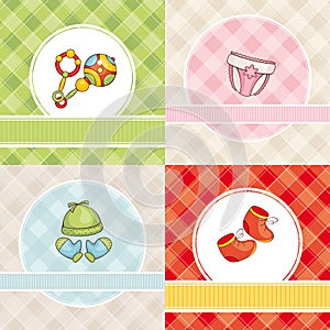 Set of vector baby cards