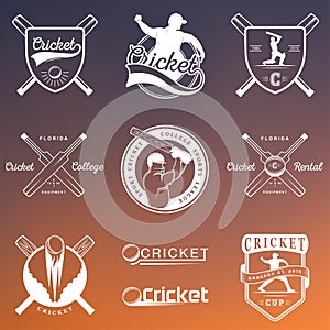 Set of Vector Badges Cricket