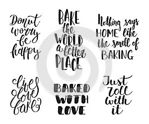 Set of vector bakery letterings for greeting cards, decoration, photo