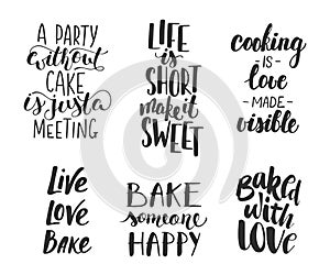 Set of vector bakery letterings for greeting cards, decoration, photo
