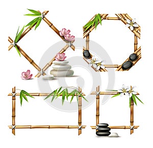 Set of vector bamboo frames