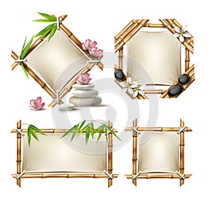 Set of vector bamboo frames