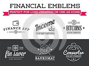 Set of Vector Banking Finance Money Signs.