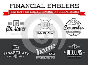 Set of Vector Banking Finance Money Signs.