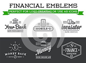 Set of Vector Banking Finance Money Signs.