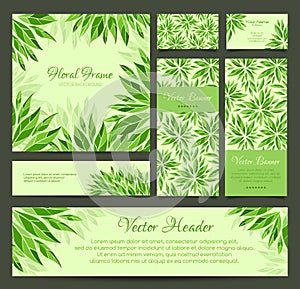 Set of vector banners, business card, frame and headers