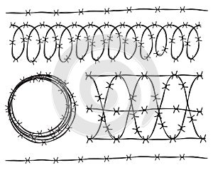 Set of vector barbed wire elements for your design