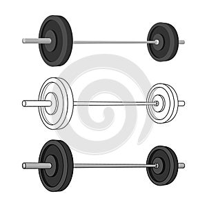 Set of vector barbells. three style colored.