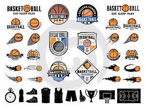 Set of vector basketball logo and icons
