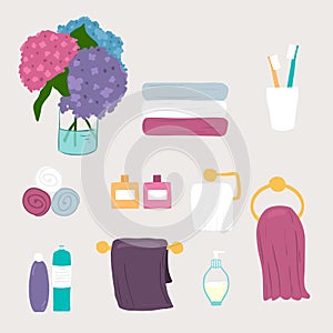 Set of vector bathroom and personal hygiene icons