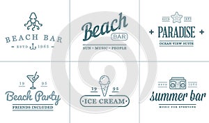 Set of Vector Beach Sea Bar Elements and Summer can be used as Logo