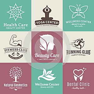 Set of vector beauty and health logo, icons and design elements