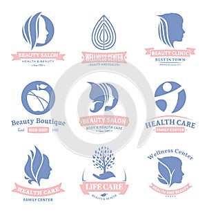 Set of vector beauty and health logo, icons and design elements