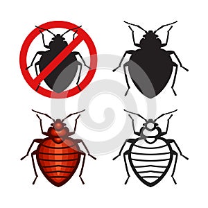 Set of vector bed bugs insect icons