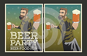 Set of vector Beer party posters.