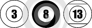 Set of Vector Billiard balls icon. Flat illustration of Pool Billiard balls for web design, logo, icon, app, UI