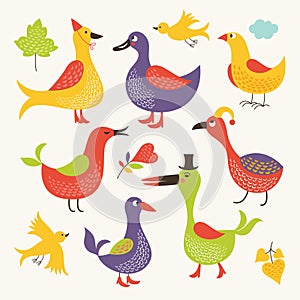 Set of vector birds