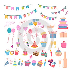 Set of vector birthday party elements. Eps 10