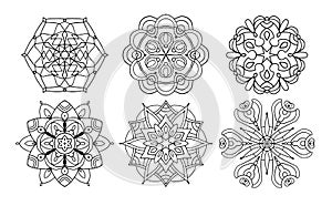 Set of vector black mandalas