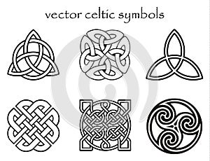 Set of vector black-white authentic celtic knots. photo