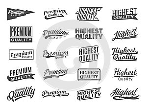 Set of vector premium and highest quality stickers