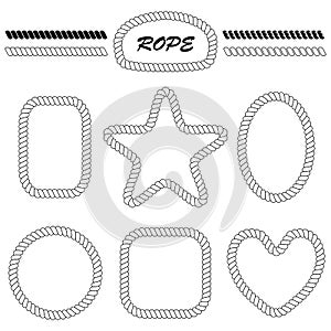 Set of vector blank frames and rope brushes