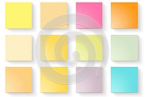 Set Of Vector Blank Postit Notes For Messaging Or Announcements
