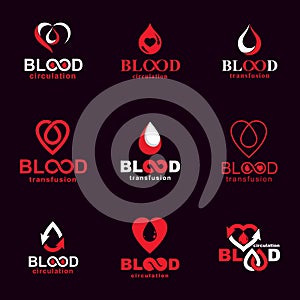 Set of vector blood donation conceptual illustrations. Hematology themeÑŽ
