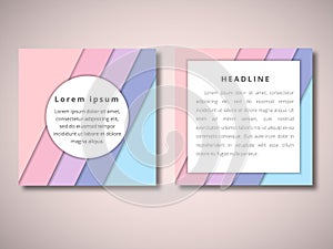Set of vector brochure front and back side templates in abstract style .