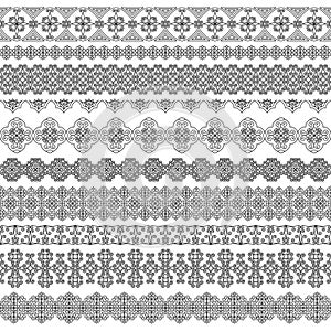 Set of vector brushes with traditional oriental ornament