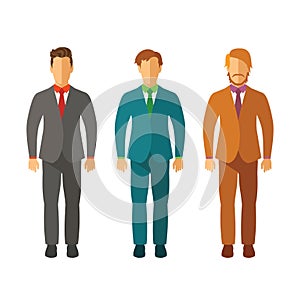 Set of vector businessmen in suits in flat style