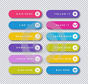 Set of vector button flat style