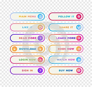 Set of vector button gradient line style