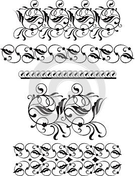 Set of calligrafic florish decoration design elements dividers, photo