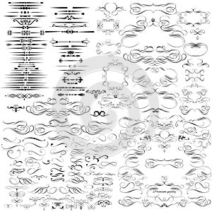 Set of vector calligraphic elements and page decorations photo