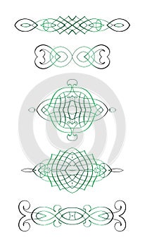 Set of vector calligraphical vignettes