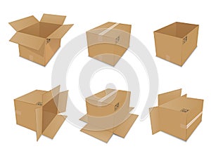 Set of vector cardboard boxes