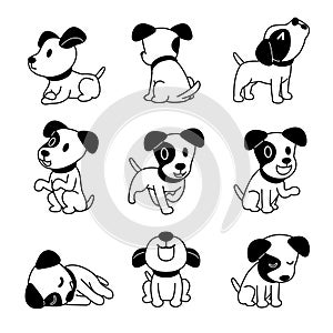 Set of vector cartoon character jack russell terrier dog poses